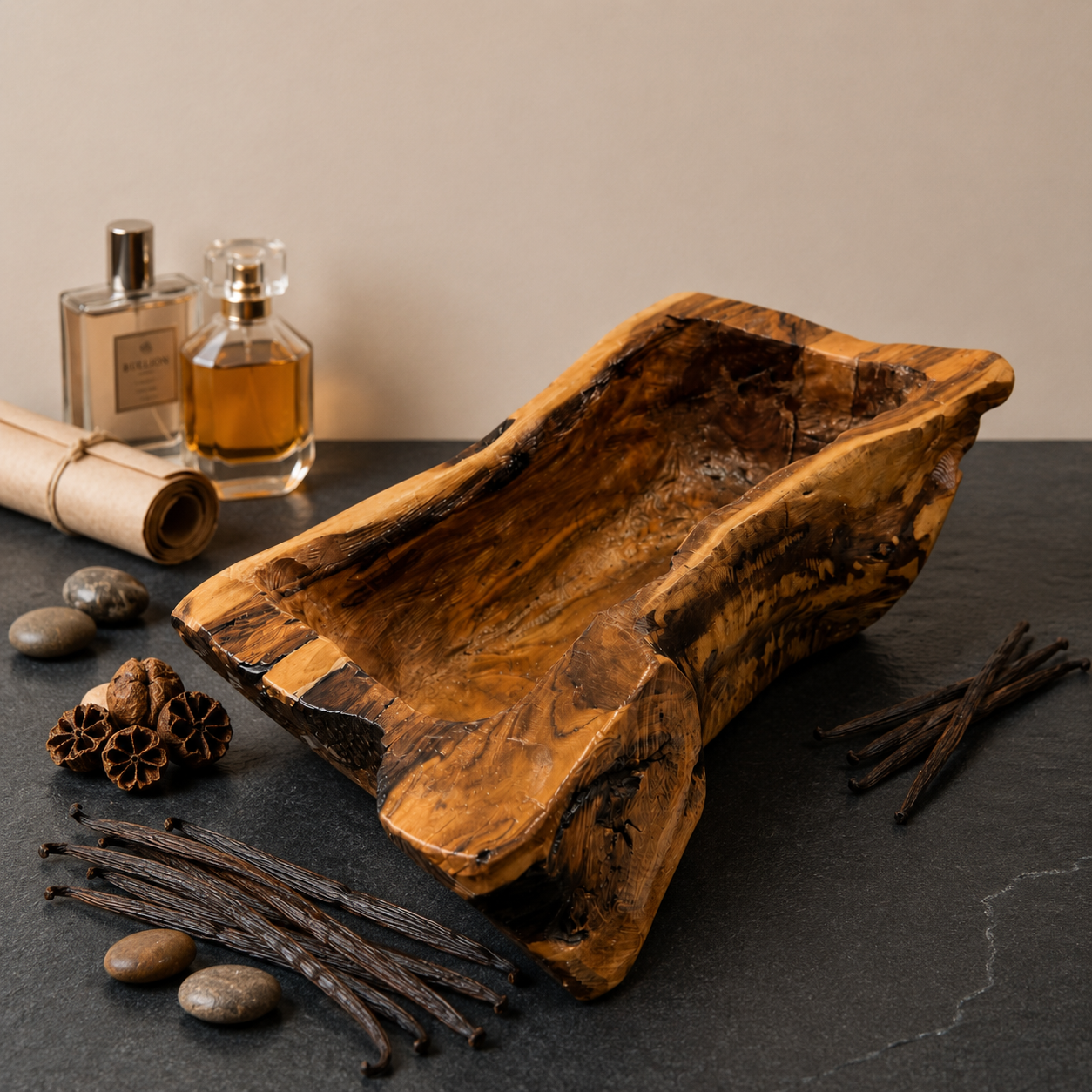 Handcrafted Olive Wood Bowl – Natural Live Edge