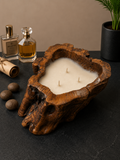 Handcrafted Olive Wood Root Candle – Vanilla Wick